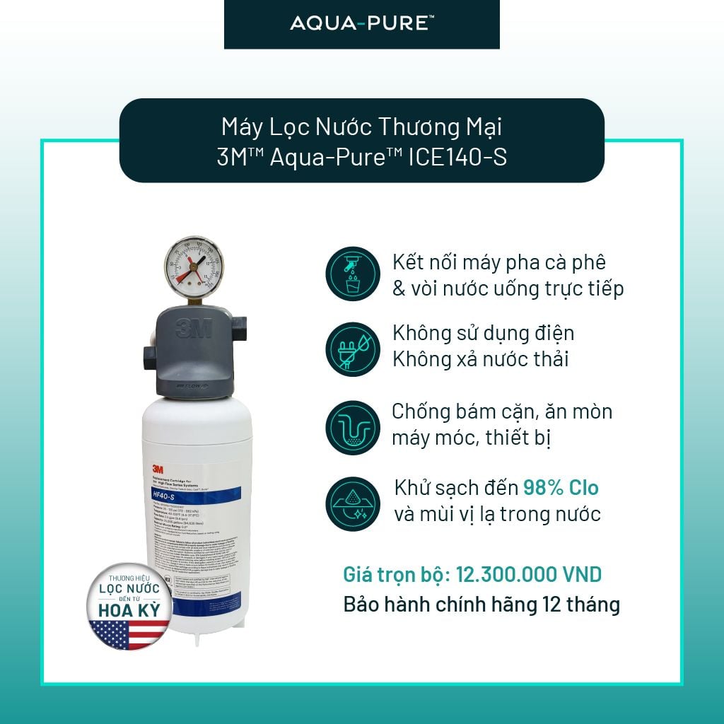  Máy Lọc Nước 3M™ Aqua-Pure™ ICE140-S Công Suất Lớn Dành Cho Nhà Hàng - Lọc Nước Quán Cà Phê 