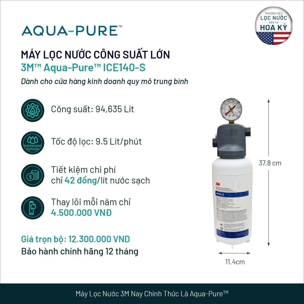  Máy Lọc Nước 3M™ Aqua-Pure™ ICE140-S Công Suất Lớn Dành Cho Nhà Hàng - Lọc Nước Quán Cà Phê 