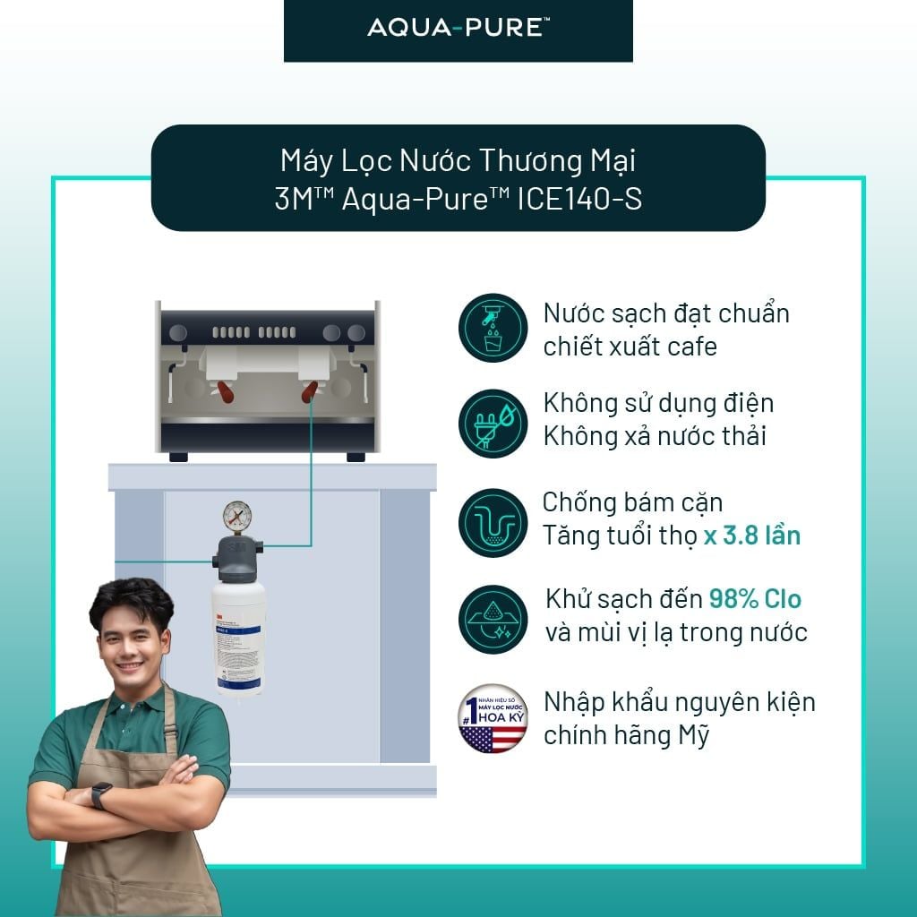  Máy Lọc Nước 3M™ Aqua-Pure™ ICE140-S Công Suất Lớn Dành Cho Nhà Hàng - Lọc Nước Quán Cà Phê 