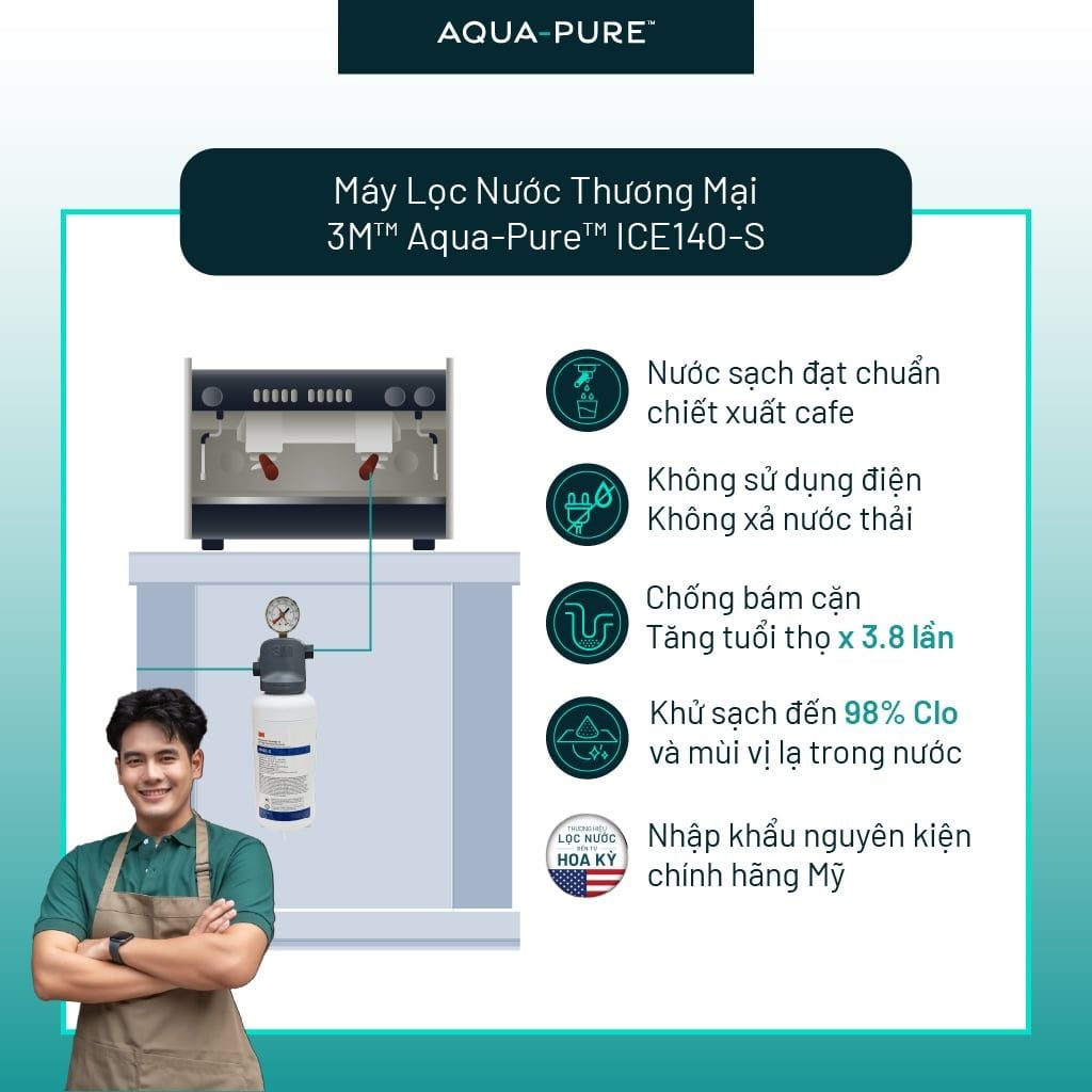 Máy Lọc Nước 3M™ Aqua-Pure™ ICE140-S Công Suất Lớn Dành Cho Nhà Hàng - Lọc Nước Quán Cà Phê 