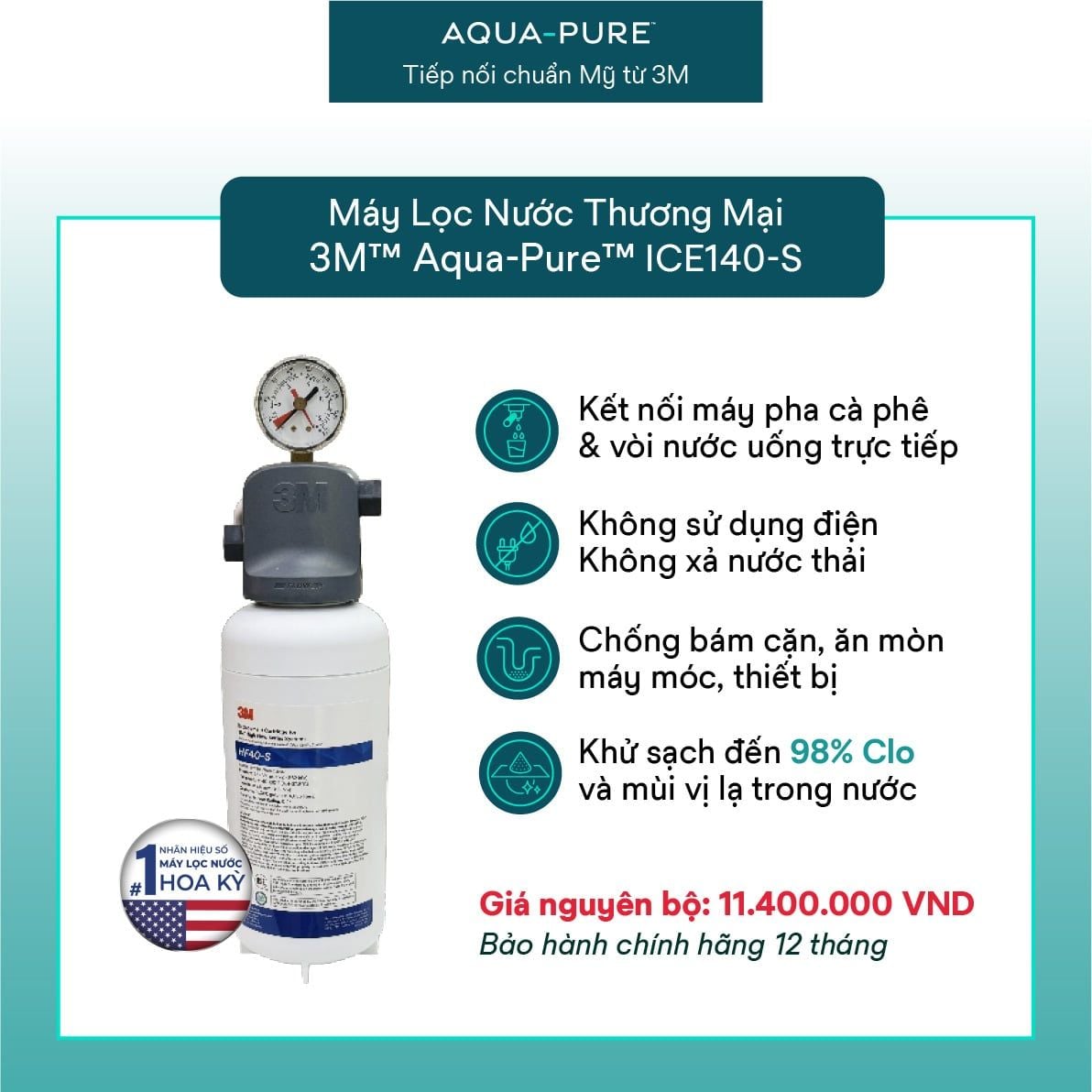  Máy Lọc Nước 3M™ Aqua-Pure™ ICE140-S Công Suất Lớn Dành Cho Nhà Hàng - Lọc Nước Quán Cà Phê 