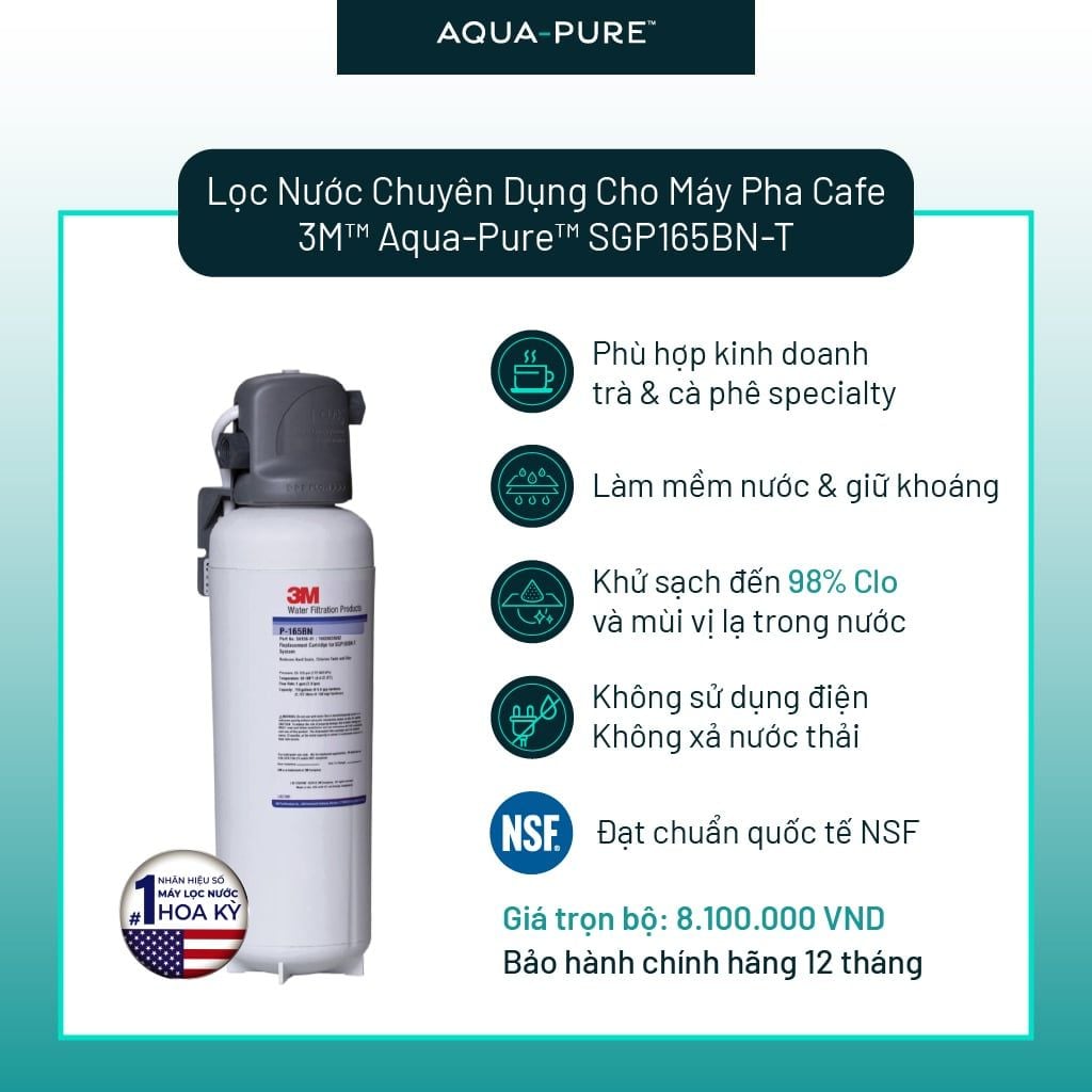  Máy Lọc Nước Chuyên Dụng Cho Máy Pha Cà Phê 3M™ Aqua-Pure™ SGP165BN-T 