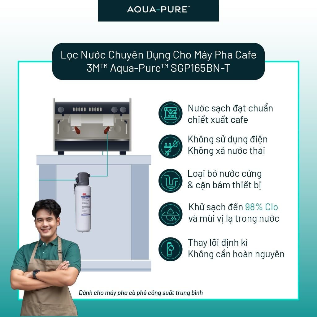  Máy Lọc Nước Chuyên Dụng Cho Máy Pha Cà Phê 3M™ Aqua-Pure™ SGP165BN-T 