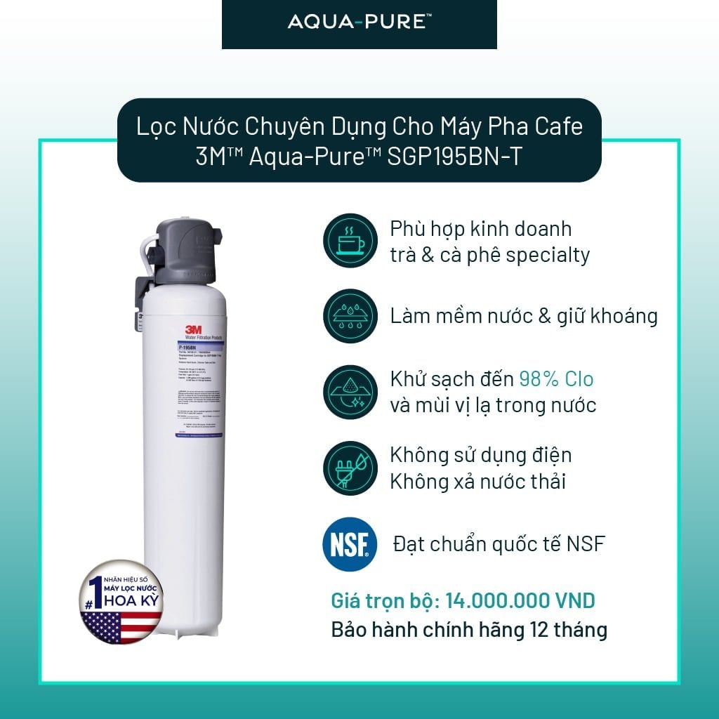  Máy Lọc Nước Chuyên Dụng Cho Máy Pha Cà Phê 3M™ Aqua-Pure™ SGP195BN-T 