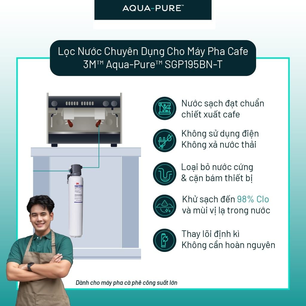  Máy Lọc Nước Chuyên Dụng Cho Máy Pha Cà Phê 3M™ Aqua-Pure™ SGP195BN-T 