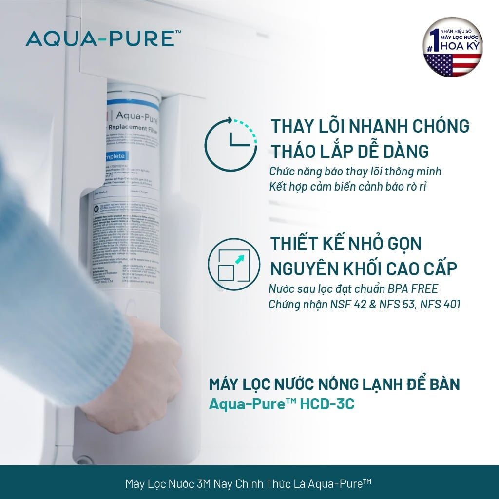  Máy Lọc Nước Nóng Lạnh Để Bàn Cao Cấp Aqua-Pure™ HCD-3C 