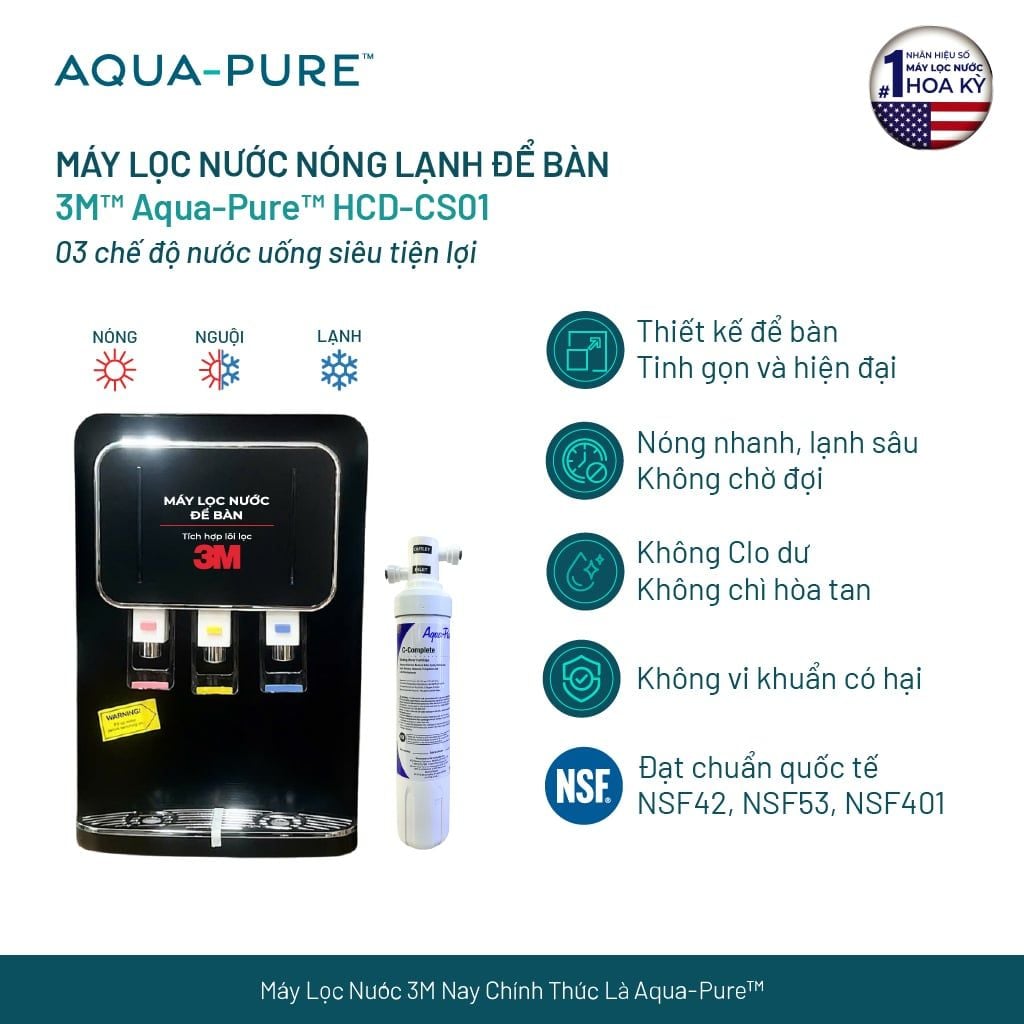  Máy Lọc Nước Nóng Lạnh Để Bàn 3M™ Aqua-Pure™ HCD-CS01 