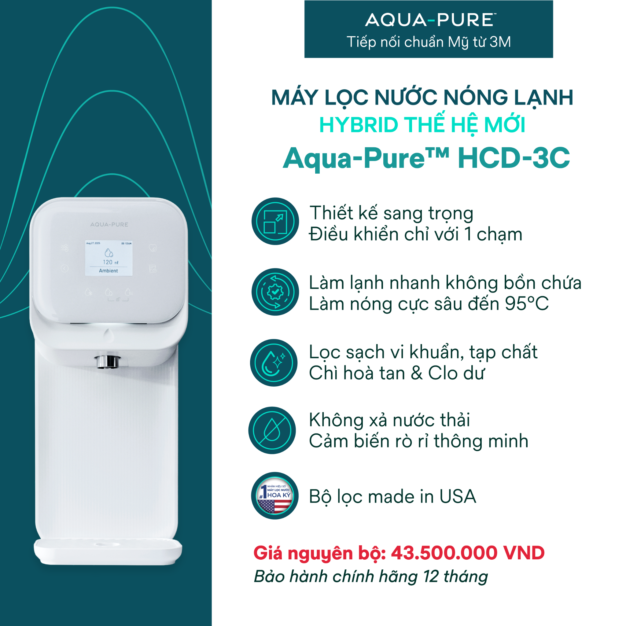  Máy Lọc Nước Nóng Lạnh Để Bàn Cao Cấp Aqua-Pure™ HCD-3C 