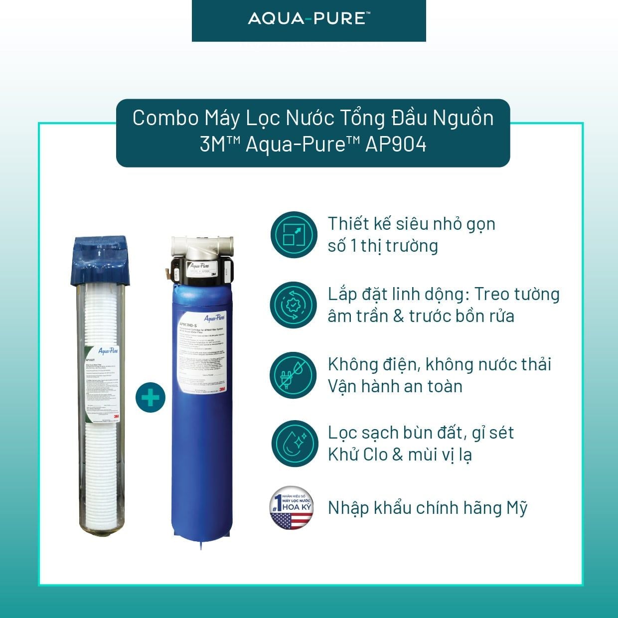  Máy Lọc Nước Tổng Đầu Nguồn 3M™ Aqua-Pure™ AP904 Kèm Lọc Thô Aqua-Pure Cao Cấp 