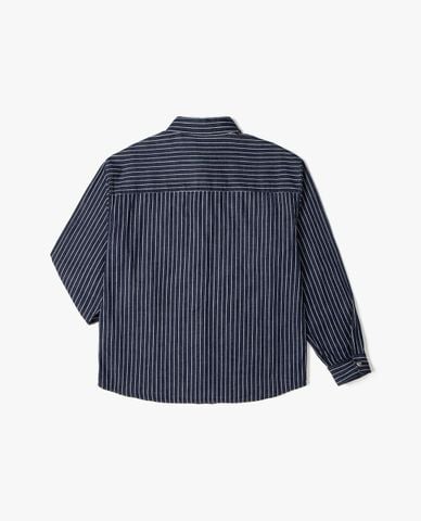  LEE - Áo sơ mi denim nam cổ bẻ tay dài phối logo 