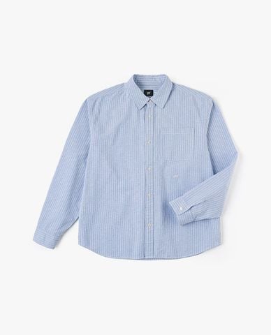  LEE - Áo sơ mi nam cổ bẻ tay dài kẻ sọc thêu logo 