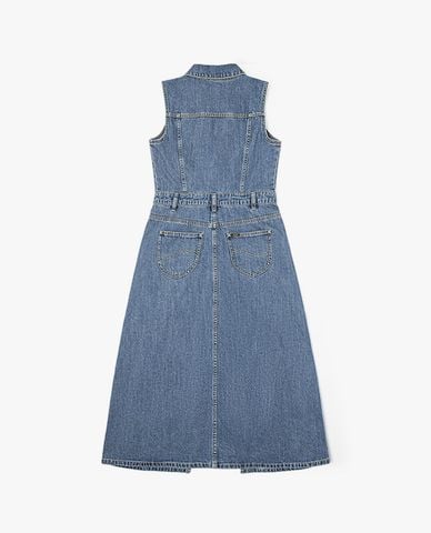  LEE - Đầm denim midi sát nách Modern 