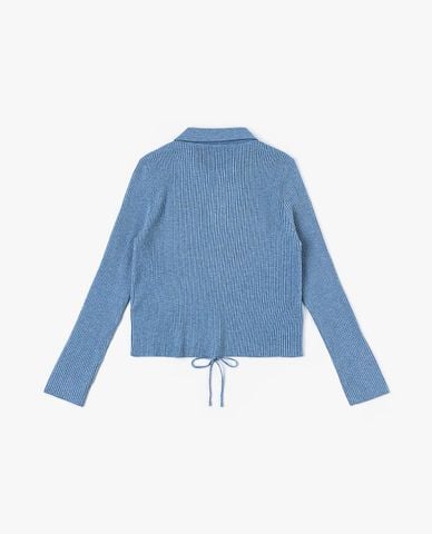  LEE - Áo dệt kim nữ cổ bẻ tay dài Seasonal 