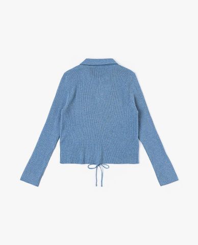  LEE - Áo dệt kim nữ cổ bẻ tay dài Seasonal 