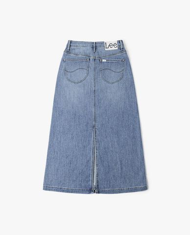  LEE - Chân váy denim midi xẻ tà Modern 