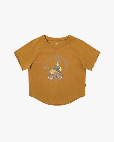  LEE - Áo croptop nữ cổ tròn tay ngắn Modern Seasonal 