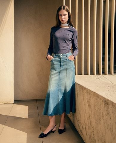  LEE - Chân váy denim midi đuôi cá Modern Skirt 