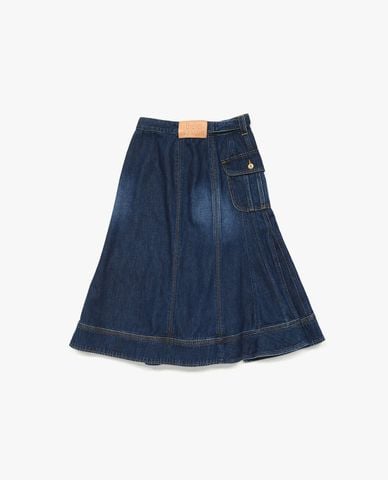  LEE - Chân váy denim midi xẻ tà Modern 