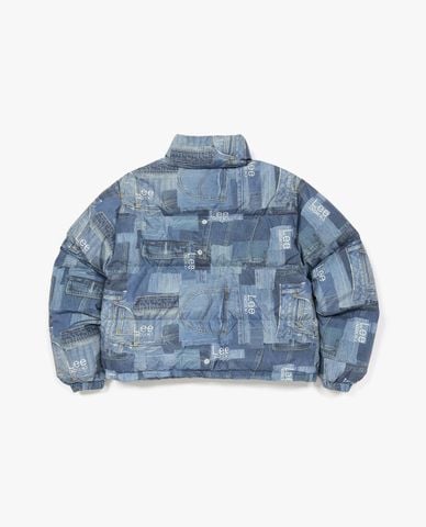  LEE - Áo khoác phao nữ tay dài họa tiết patchwork Indigo 