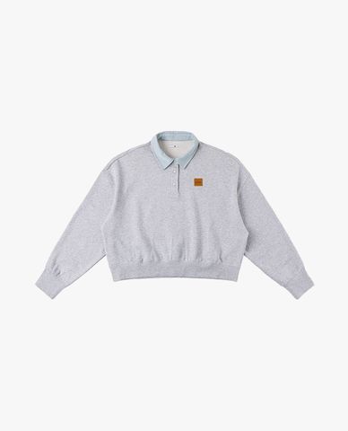  LEE - Áo sweatshirt nữ cổ bẻ tay dài phối logo 