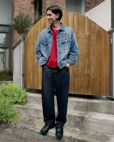  LEE - Áo thun nam cổ tròn tay ngắn in logo 