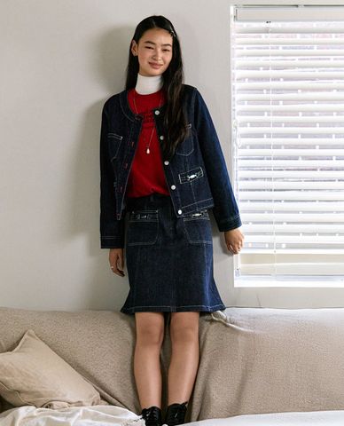  LEE - Áo sweatshirt nữ cổ tròn tay dài phối logo 