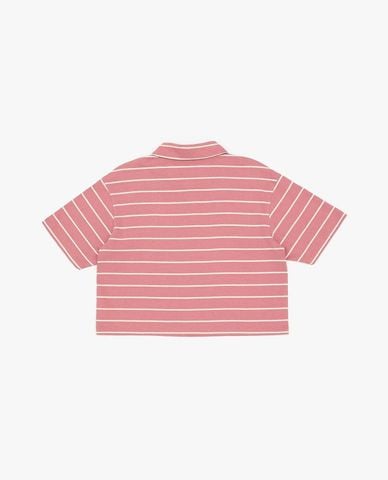  LEE - Áo polo nữ tay ngắn kẻ sọc phom croptop 