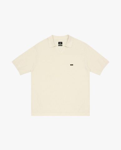  LEE - Áo dệt kim nam cổ bẻ tay ngắn phối logo 