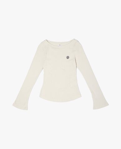  LEE - Áo thun nữ cổ thuyền tay dài phối logo 