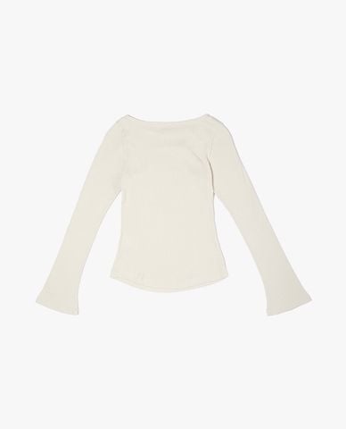  LEE - Áo thun nữ cổ thuyền tay dài phối logo 