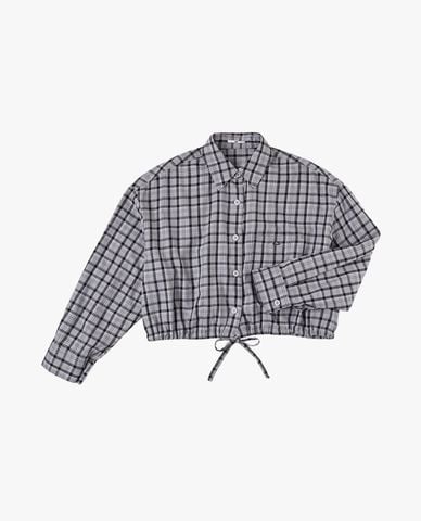  LEE - Áo sơ mi nữ caro phối dây rút phom croptop 