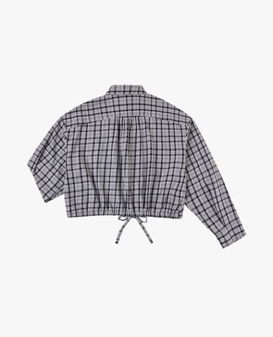  LEE - Áo sơ mi nữ caro phối dây rút phom croptop 