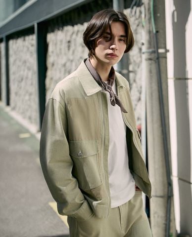  LEE - Áo khoác denim nam cổ bẻ tay dài phối khóa zip 