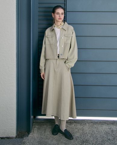  LEE - Chân váy chữ A midi phối túi Seasonal 