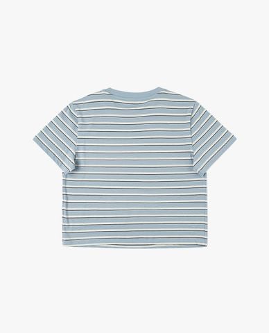  LEE - Áo croptop nữ cổ tròn tay ngắn kẻ sọc 