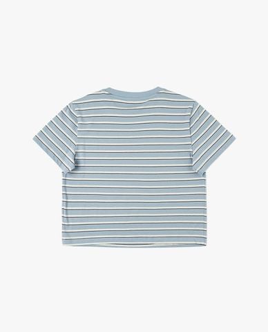  LEE - Áo croptop nữ cổ tròn tay ngắn kẻ sọc 