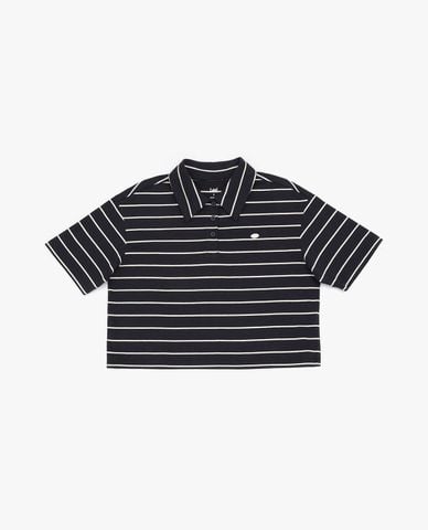  LEE - Áo polo nữ tay ngắn kẻ sọc phom croptop 