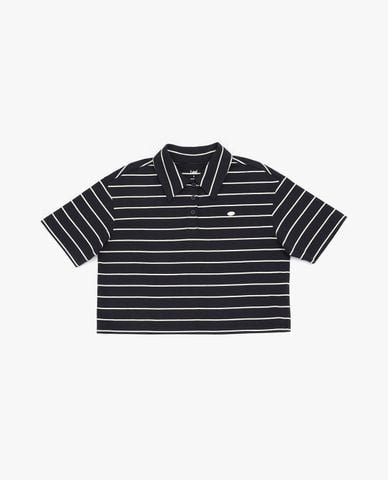  LEE - Áo polo nữ tay ngắn kẻ sọc phom croptop 