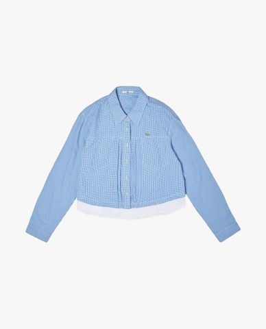  LEE - Áo sơ mi nữ tay dài phối lai phom croptop 