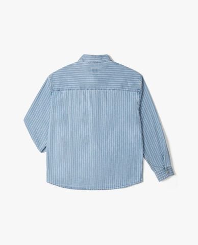  LEE - Áo sơ mi denim nam cổ bẻ tay dài phối logo 