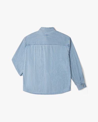  LEE - Áo sơ mi denim nam cổ bẻ tay dài phối logo 