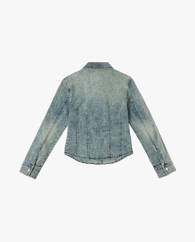  LEE - Áo sơ mi denim nữ cổ bẻ tay dài xếp li 