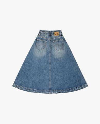  LEE - Chân váy denim midi phom chữ A 
