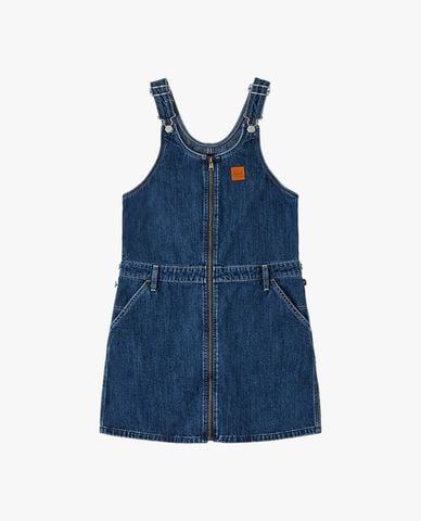  LEE - Đầm yếm denim mini phối khóa kéo zip 