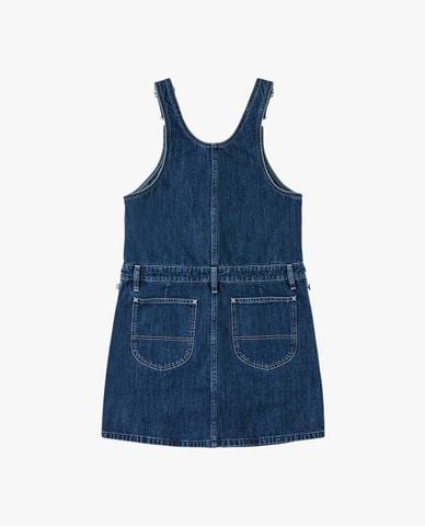  LEE - Đầm yếm denim mini phối khóa kéo zip 