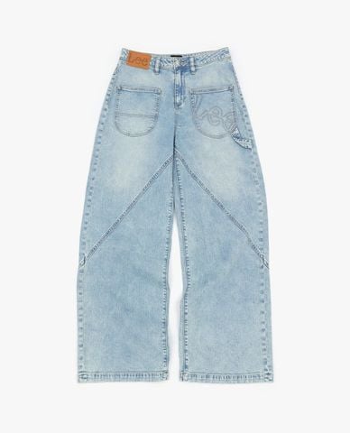  LEE - Quần jeans nữ ống rộng wash bạc 