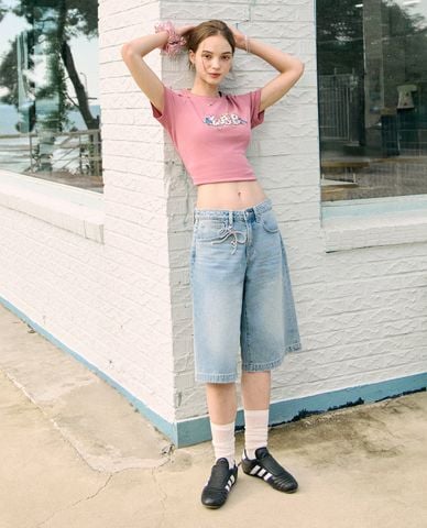  LEE - Quần short jeans nữ wash bạc 