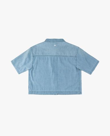  LEE - Áo sơ mi denim nữ tay ngắn phom croptop 