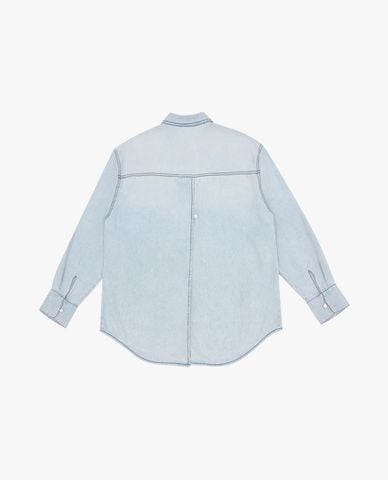  LEE - Áo sơ mi denim nữ cổ bẻ tay dài phối túi 