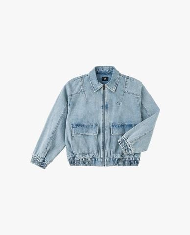  LEE - Áo khoác denim nữ cổ bẻ tay dài phối túi Seasonal 